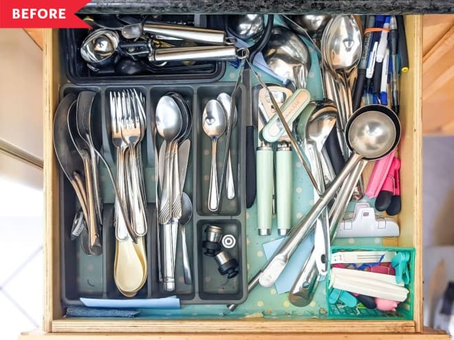 Before and After: A Kitchen Utensil Drawer Gets a Stylish, Streamlined New Look