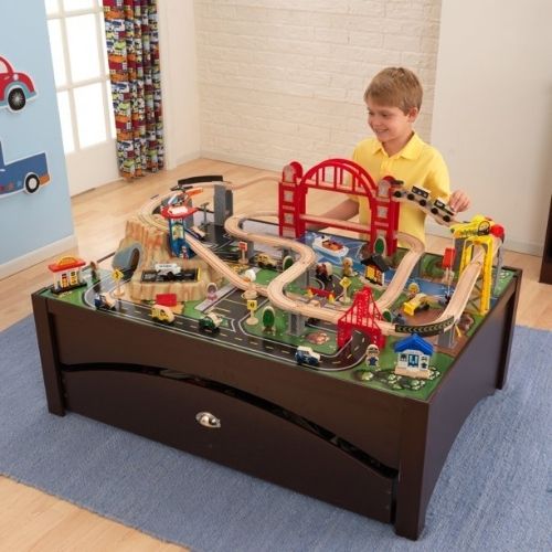 Kid Kraft Train Sets and Table with 100 Pieces and Storage on Sale for $125 (was $180)!