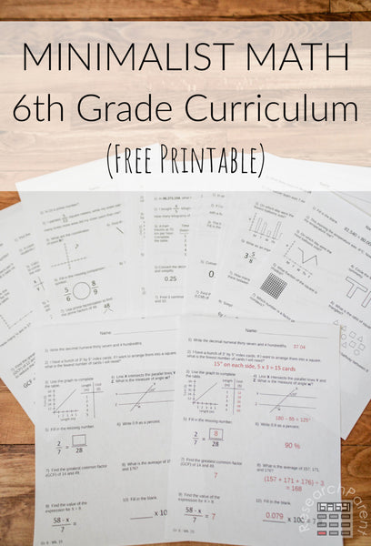 6th Grade Minimalist Math Curriculum