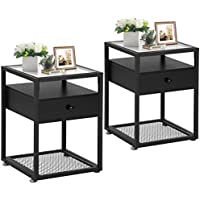2-Pack Vecelo Modern Nightstands End Side Drawer Black Bedside Table only $103.38