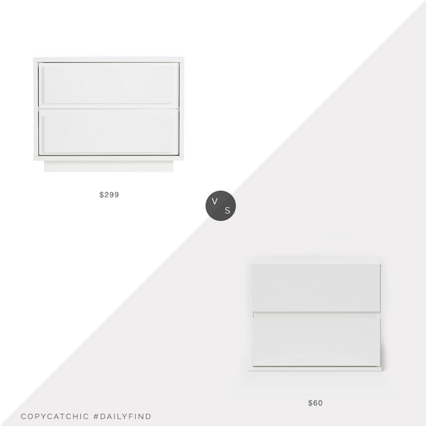 CB2 Gallery White 2-Drawer Nightstand | $299Target Room Essentials™ 2 Drawer Modular Nightstand | $70 This post contains affiliate links, which means I may receive a commission if you make a purchase after clicking on a link. See all of our looks...