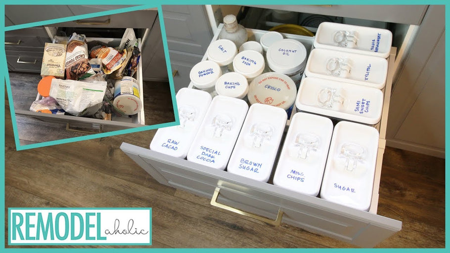 Check out our new bake center drawer! Today I will show you the kitchen drawer organization for my baking supplies