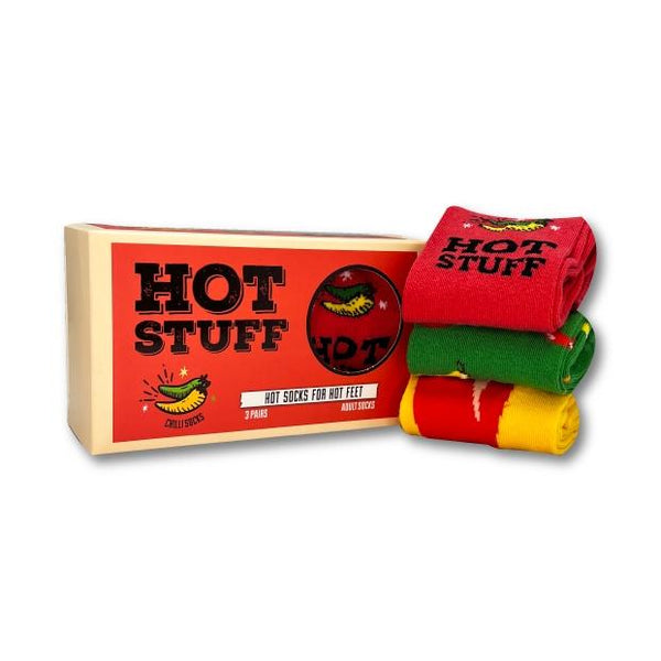 Hot Stuff Hot Socks for Hot Feet - 3 Pairs of Chili Socks - Unisex