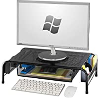 SimpleHouseware Metal Desk Monitor Stand Riser with Organizer Drawer only $19.52