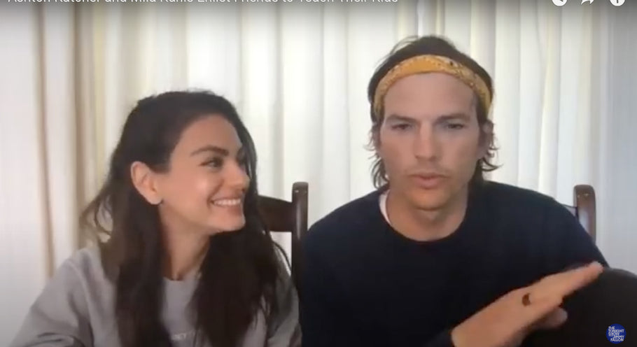 Mila Kunis & Ashton Kutcher get their single friends to teach their kids on Zoom