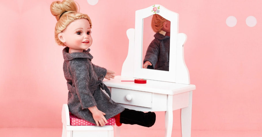 Vanity Table & Stool Set Only $14.39 on Walmart.com (Regularly $24) | Perfect for 18″ Dolls