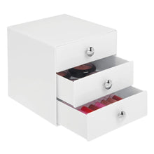 Load image into Gallery viewer, Online shopping idesign plastic 3 jewelry box compact storage organization drawers set for cosmetics makeup hair care bathroom office dorm desk countertop 6 5 x 6 5 x 6 5 set of 4 white