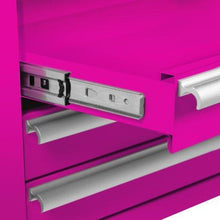 Load image into Gallery viewer, Featured the original pink box pb1804r 16 inch 4 drawer 18g steel rolling tool salon cart with bulk storage pink