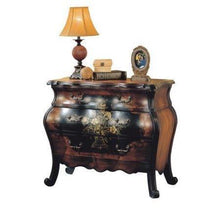 Load image into Gallery viewer, Related major q 9009205 34 h painted floral design traditional style 3 drawer storage bombay chest in antique black and oak finish
