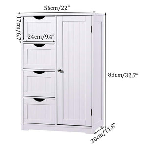 Selection bathroom floor cabinet crazylynx free standing wooden storage cabinet organizer with 4 drawers and one cupboard 22 x 32 7 for home garden office off white