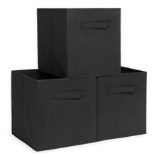 Load image into Gallery viewer, New ximivogue foldable cube storage bin foldable cloth storage cube basket bins boxes organizer containers drawers non lids with handle for nursery home 3 pack black