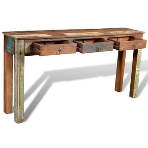 Buy now festnight rustic console table with 3 storage drawers reclaimed wood sideboard handmade entryway living room home furniture 60 x 12 x 30 l x w x h