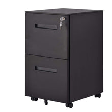 Load image into Gallery viewer, Save file cabinet mobile 2 drawer metal pedestal filing cabinets with lock key 5 rolling casters fully assembled home office modern vertical hanging folders a4 letter legal size