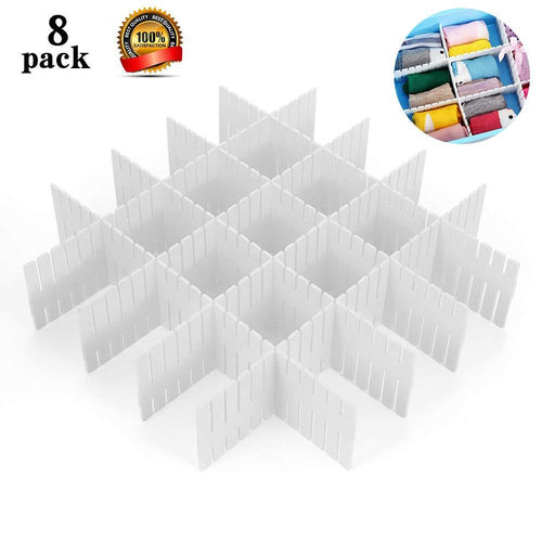 8pcs DIY Plastic Grid Drawer Divider Household Storage ShineMeThickening Housing Spacer Sub-grid Finishing Shelves for Home Tidy Closet Stationary Mak