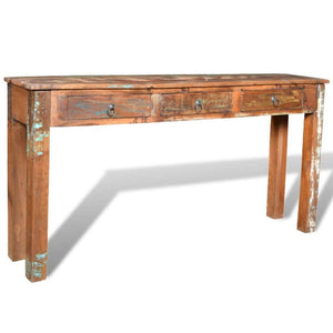 Best seller  festnight rustic console table with 3 storage drawers reclaimed wood sideboard handmade entryway living room home furniture 60 x 12 x 30 l x w x h