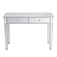 Load image into Gallery viewer, Save on ssline mirrored writing desk vanity dressing table desk for women with 2 drawers silver glass finish makeup table media console table