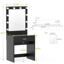 Load image into Gallery viewer, Buy tribesigns vanity set with lighted mirror makeup vanity dressing table dresser desk with large drawer for bedroom black 10 cool led bulbs