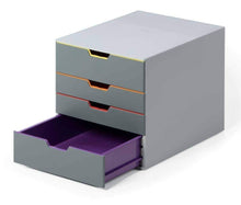 Load image into Gallery viewer, New durable desktop drawer organizer varicolor 4 compartments with removable labels 11 w x 14 d x 11 375 h gray multicolored 760427