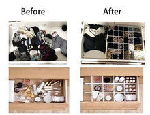 Load image into Gallery viewer, Best drawer organizers diy grid dividers wood plastic for closet underwear ties socks kitchen bureau dresser charging line white 8pack