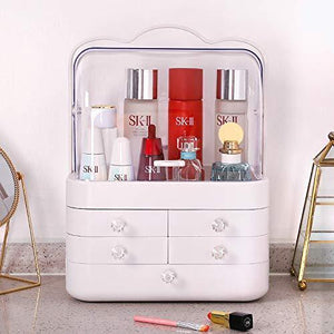 Related sooyee makeup organizer modern jewelry and cosmetic storage display boxes with handle waterproof dustproof design great for bathroom dresser vanity and countertop5 white drawers 2 clear lids