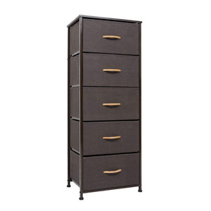 Buy crestlive products vertical dresser storage tower sturdy steel frame wood top easy pull fabric bins wood handles organizer unit for bedroom hallway entryway closets 5 drawers brown