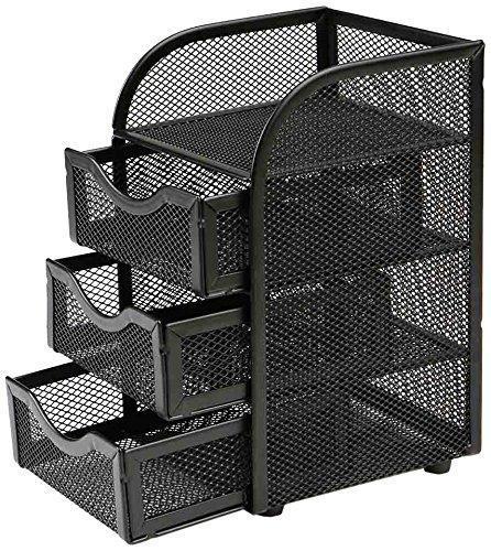 New mind reader mini desk supplies office supplies organizer 3 drawers 1 top shelf black