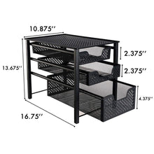 Load image into Gallery viewer, Storage organizer stackable 3 tier organizer baskets with mesh sliding drawers ideal cabinet countertop pantry under the sink and desktop organizer for bathroom kitchen office