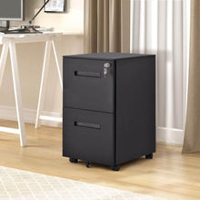 Load image into Gallery viewer, Save on file cabinet mobile 2 drawer metal pedestal filing cabinets with lock key 5 rolling casters fully assembled home office modern vertical hanging folders a4 letter legal size