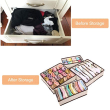 Load image into Gallery viewer, Save aitmexcn closet underwear organizer foldable storage box drawer divider kit for socks panties bra ties clothing set of 4 beige