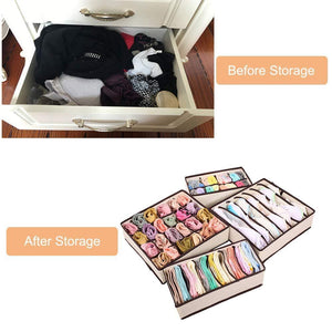 Save aitmexcn closet underwear organizer foldable storage box drawer divider kit for socks panties bra ties clothing set of 4 beige
