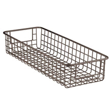 Load image into Gallery viewer, Exclusive mdesign household wire drawer organizer tray storage organizer bin basket built in handles for kitchen cabinets drawers pantry closet bedroom bathroom 16 x 6 x 3 8 pack bronze