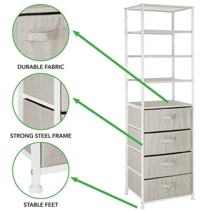 Save on mdesign vertical dresser storage tower sturdy steel frame easy pull fabric bins organizer unit for bedroom hallway entryway closets textured print 4 drawers 4 shelves linen tan