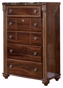 Storage ashley furniture signature design gabriela chest of drawers 5 drawer dresser antiqued goldtone dark reddish brown