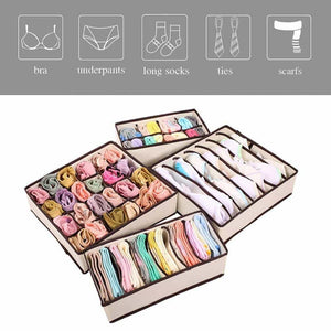 Save on aitmexcn closet underwear organizer foldable storage box drawer divider kit for socks panties bra ties clothing set of 4 beige
