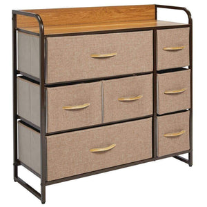 The best mdesign wide dresser storage chest sturdy steel frame wood top easy pull fabric bins organizer unit for bedroom hallway entryway closet textured print 7 drawers coffee espresso brown