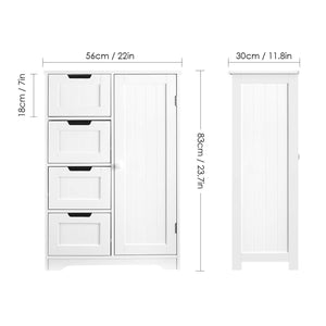 Latest homfa bathroom floor cabinet wooden side storage organizer cabinet with 4 drawer and 1 cupboard freestanding unit for better homes and gardens offic
