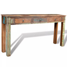 Load image into Gallery viewer, Best festnight rustic console table with 3 storage drawers reclaimed wood sideboard handmade entryway living room home furniture 60 x 12 x 30 l x w x h