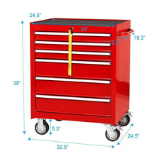 Load image into Gallery viewer, Cheap goplus 30 x 24 5 tool box cart portable 6 drawer rolling storage cabinet multi purpose tool chest steel garage toolbox organizer with wheels and keyed locking system classic red