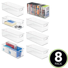 Load image into Gallery viewer, Buy now mdesign large stackable plastic storage bin container home office desk and drawer organizer tote with handles holds gel pens erasers tape pens pencils markers 16 long 8 pack clear