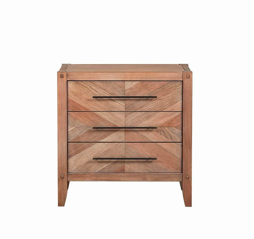 Selection scott living auburn white washed natural finish nightstand with 3 drawers