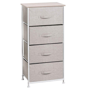 Try mdesign vertical dresser storage tower sturdy steel frame wood top easy pull fabric bins organizer unit for bedroom hallway entryway closets textured print 4 drawers linen natural