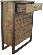 Load image into Gallery viewer, Save on ashley furniture signature design sommerford chest casual 5 drawers light grayish brown finish reclaimed wood silver bronze hardware legs