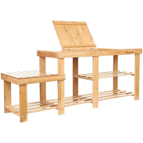 Select nice clevr natural bamboo shoe storage rack bench with 2 tier storage drawer on top 44 storage drawer on top shoe organizer entryway seat storage shelf hallway furniture