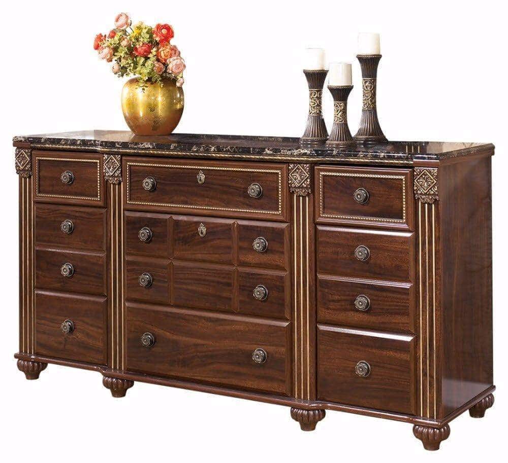 Discover ashley furniture signature design gabriela dresser 9 drawers traditional replicated mahogany grain dark reddish brown