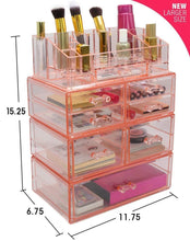 Load image into Gallery viewer, Save sorbus acrylic cosmetics makeup and jewelry storage case display sets interlocking drawers to create your own specially designed makeup counter stackable and interchangeable pink 1