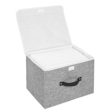 Load image into Gallery viewer, Order now storage bins set meelife pack of 2 foldable storage box cube with lids and handles fabric storage basket bin organizer collapsible drawers containers for nursery closet bedroom homelight gray