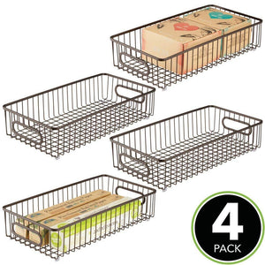 Save on mdesign extra long household metal drawer organizer tray storage organizer bin basket built in handles for kitchen cabinets drawers pantry closet bedroom bathroom 8 wide 4 pack bronze