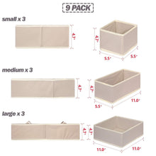 Load image into Gallery viewer, On amazon diommell 9 pack foldable cloth storage box closet dresser drawer organizer fabric baskets bins containers divider with drawers for baby clothes underwear bras socks lingerie clothing beige 333