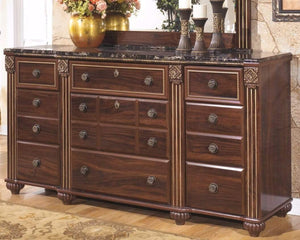 Discover the best ashley furniture signature design gabriela dresser 9 drawers traditional replicated mahogany grain dark reddish brown