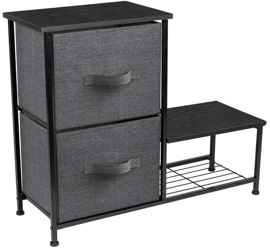 Purchase sorbus 2 drawer nightstand with shelf bedside furniture accent end table chest for home bedroom accessories office college dorm steel frame wood top easy pull fabric bins black